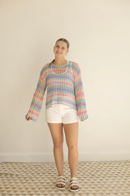 Purple Multi Stripe Knit Sweater