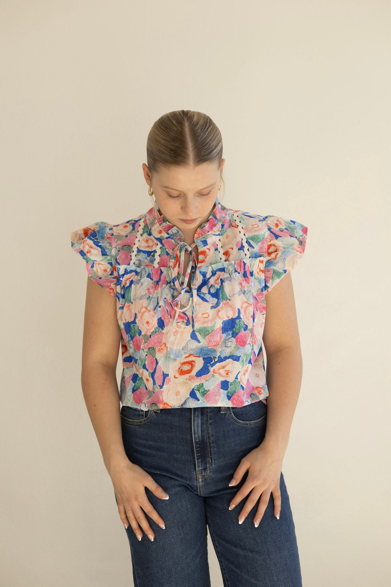 Pink Floral SS Top