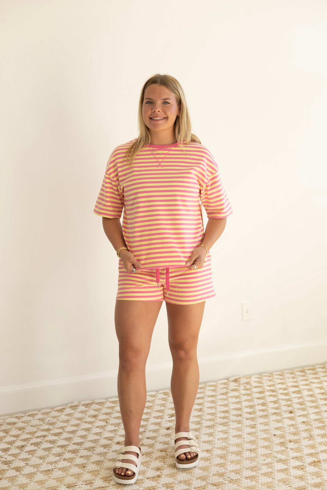 Rose Stripe Terry Short Set