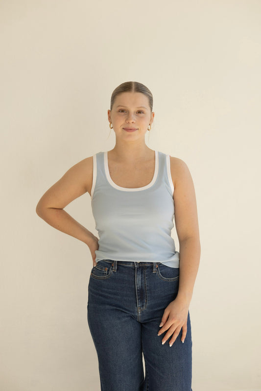 Sirena Colorblocked Rib Tank - Coast