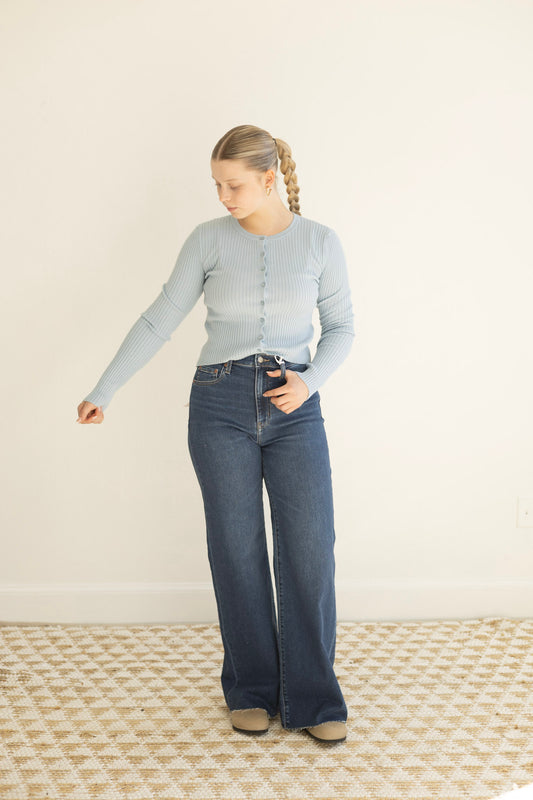 Patrice Rib Cardigan - Coast