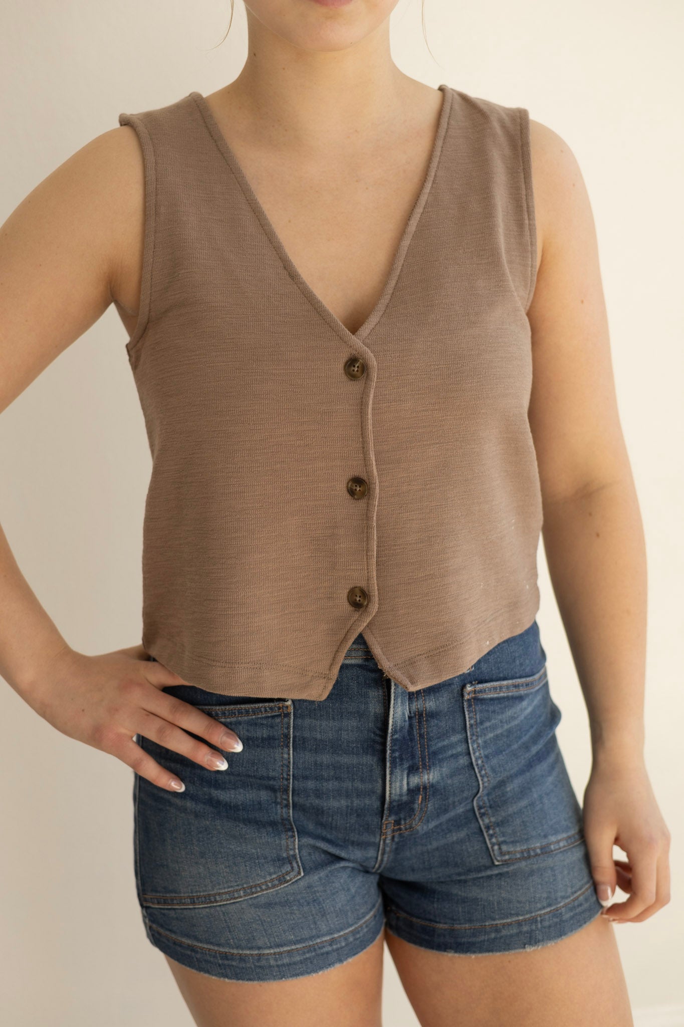 Noelle Textured Tank Top - Milk Shake