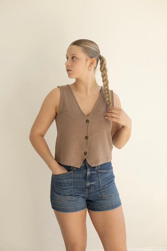 Noelle Textured Tank Top - Milk Shake