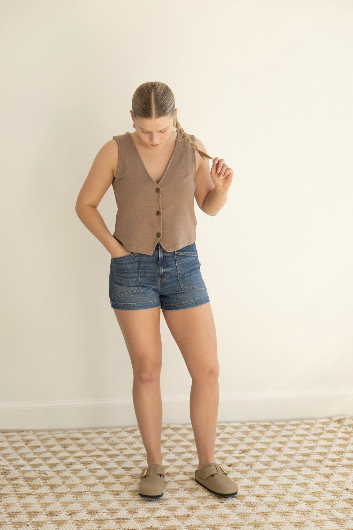 Noelle Textured Tank Top - Milk Shake