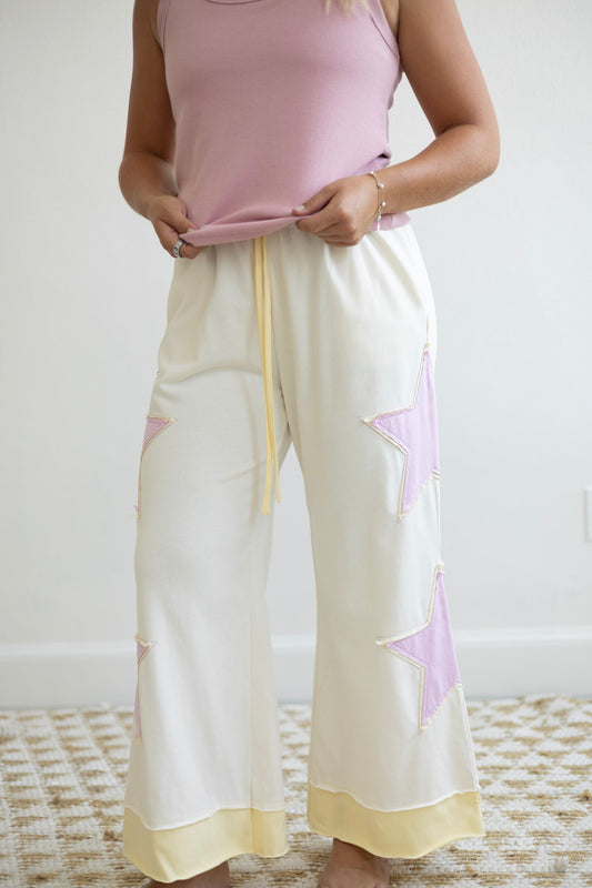 Star Patchwork Drawstring Pants