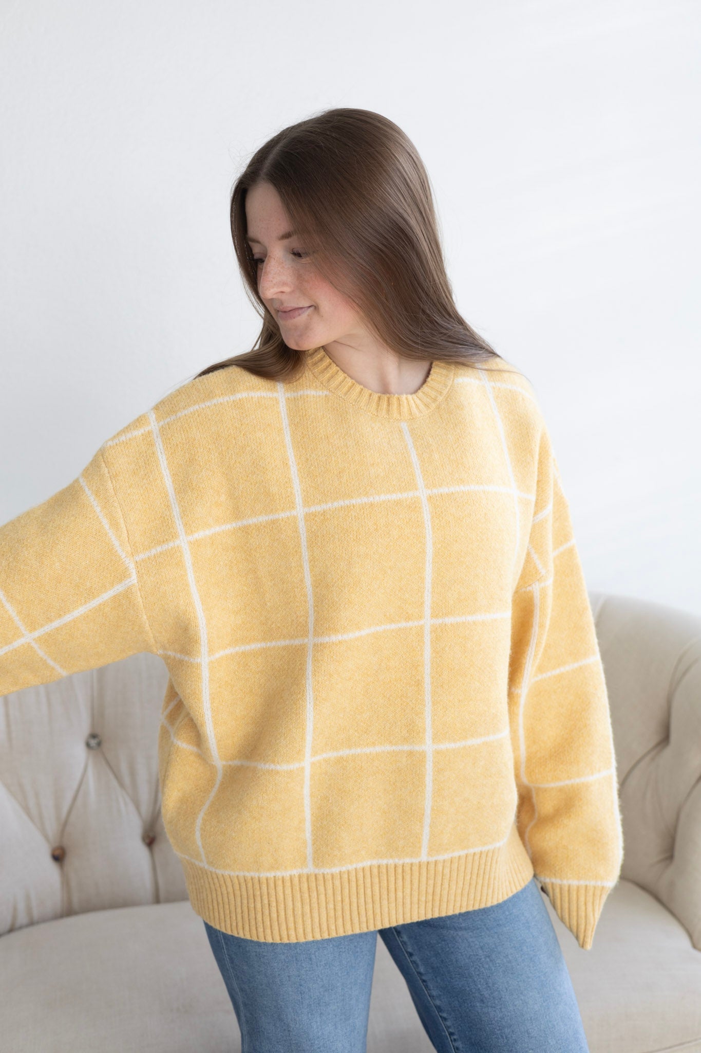 Marigold Checkered Knit Sweater