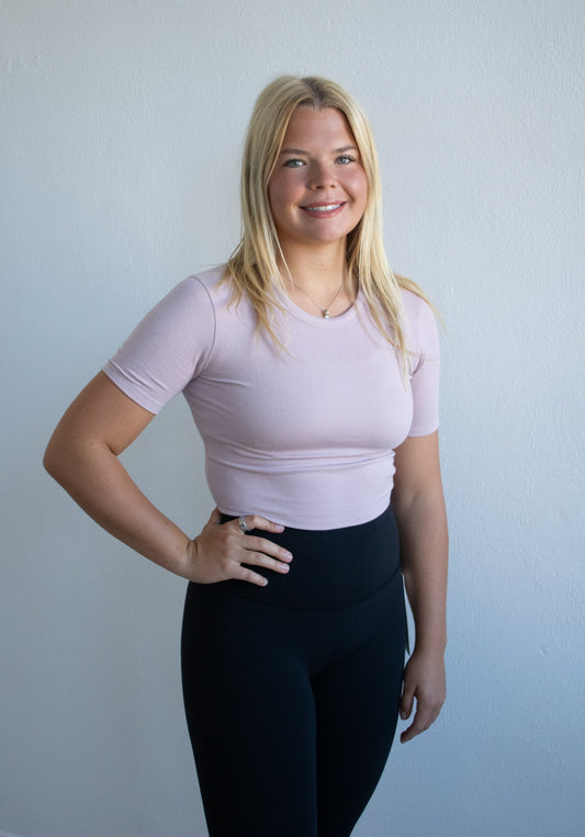 Hold Tight Cropped T-Shirt - Mink Berry