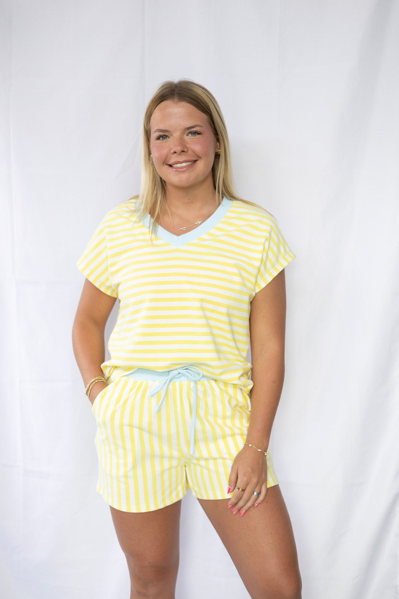 Yellow Stripe Tee/Short Set