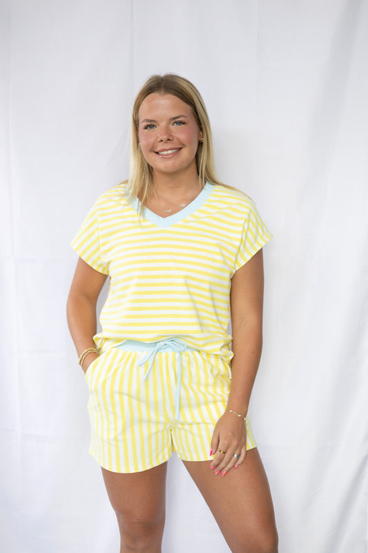 Yellow Stripe Tee/Short Set