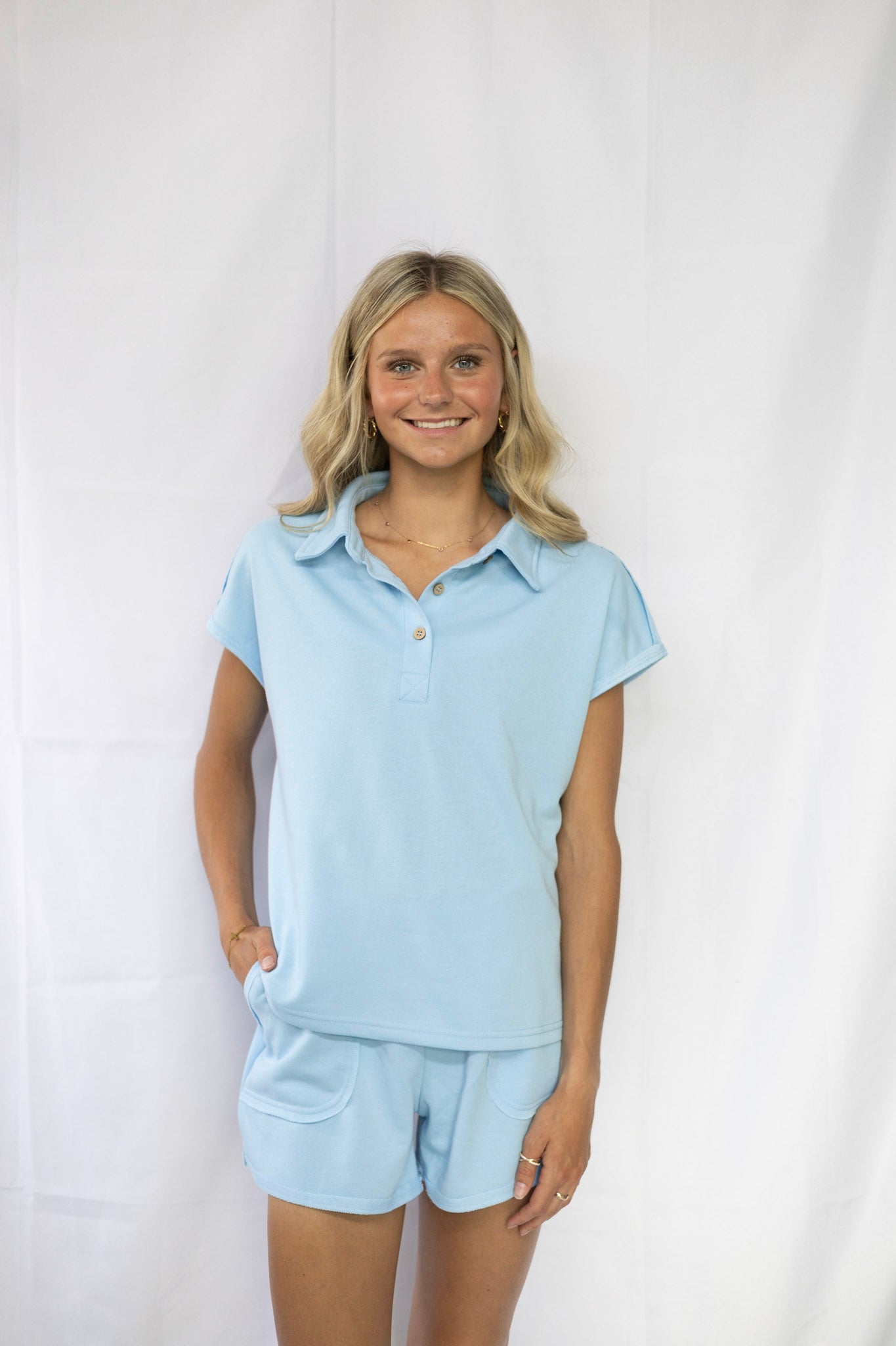 Mist Blue Polo Tee/Short Set