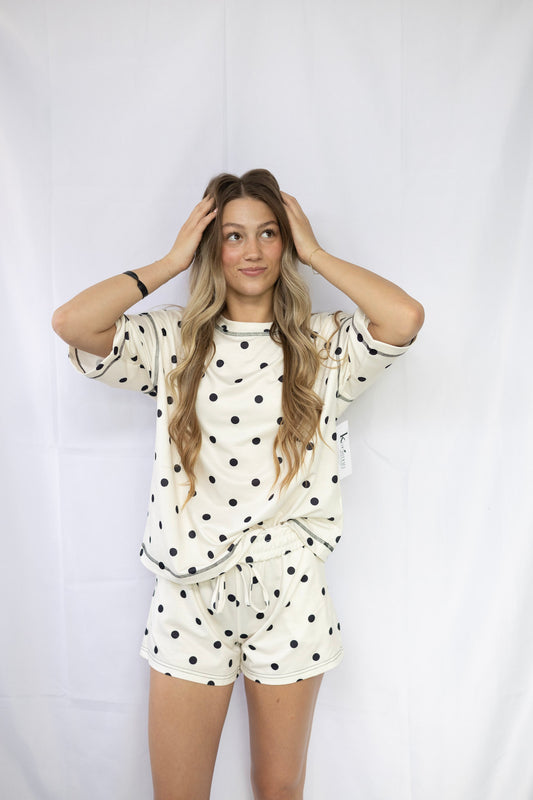 White Polka Dot Short Set