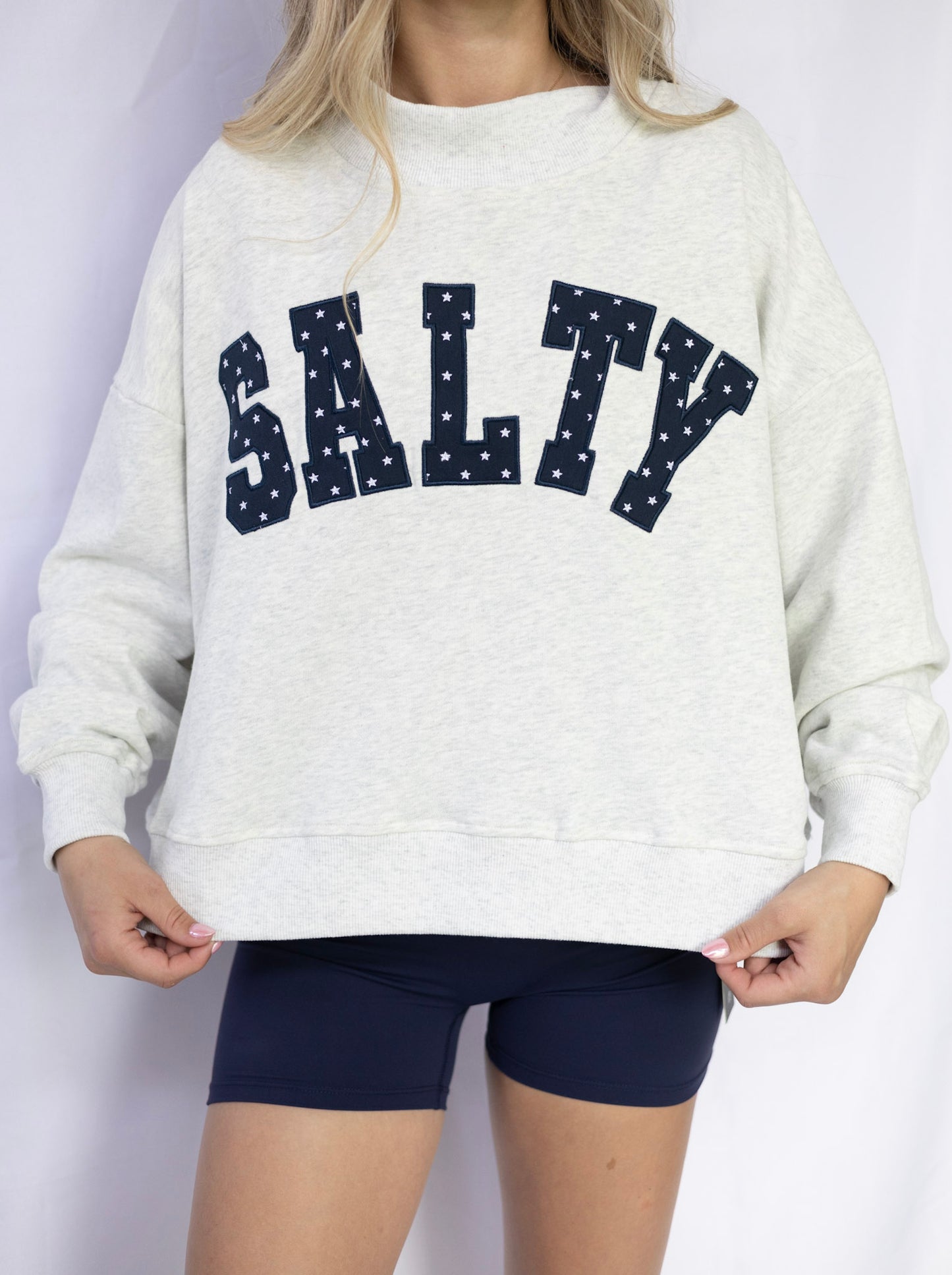 Grey Salty Stars Oversized Mock Neck Sweatshirt