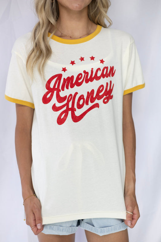 American Honey Ringer T-Shirt - Mustard