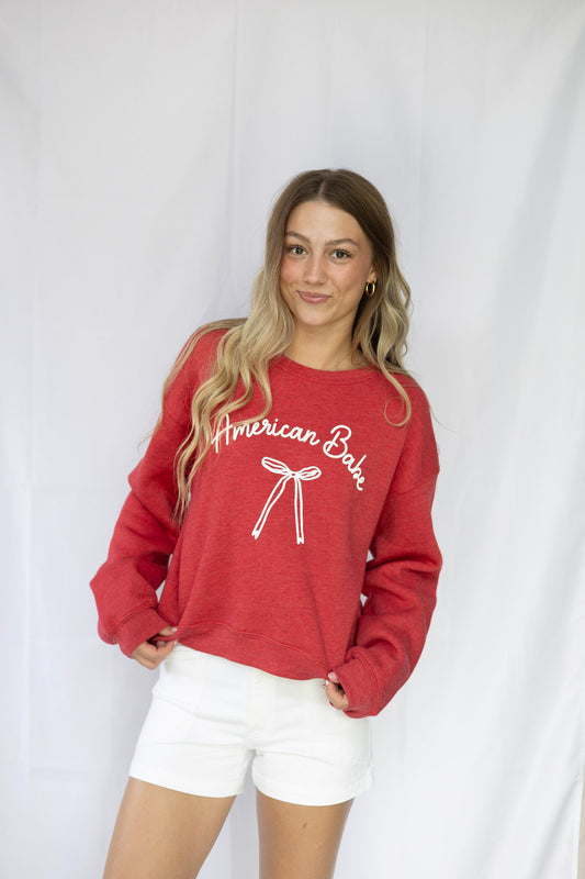 American Babe Puff Sweatshirt - Cranberry Heather
