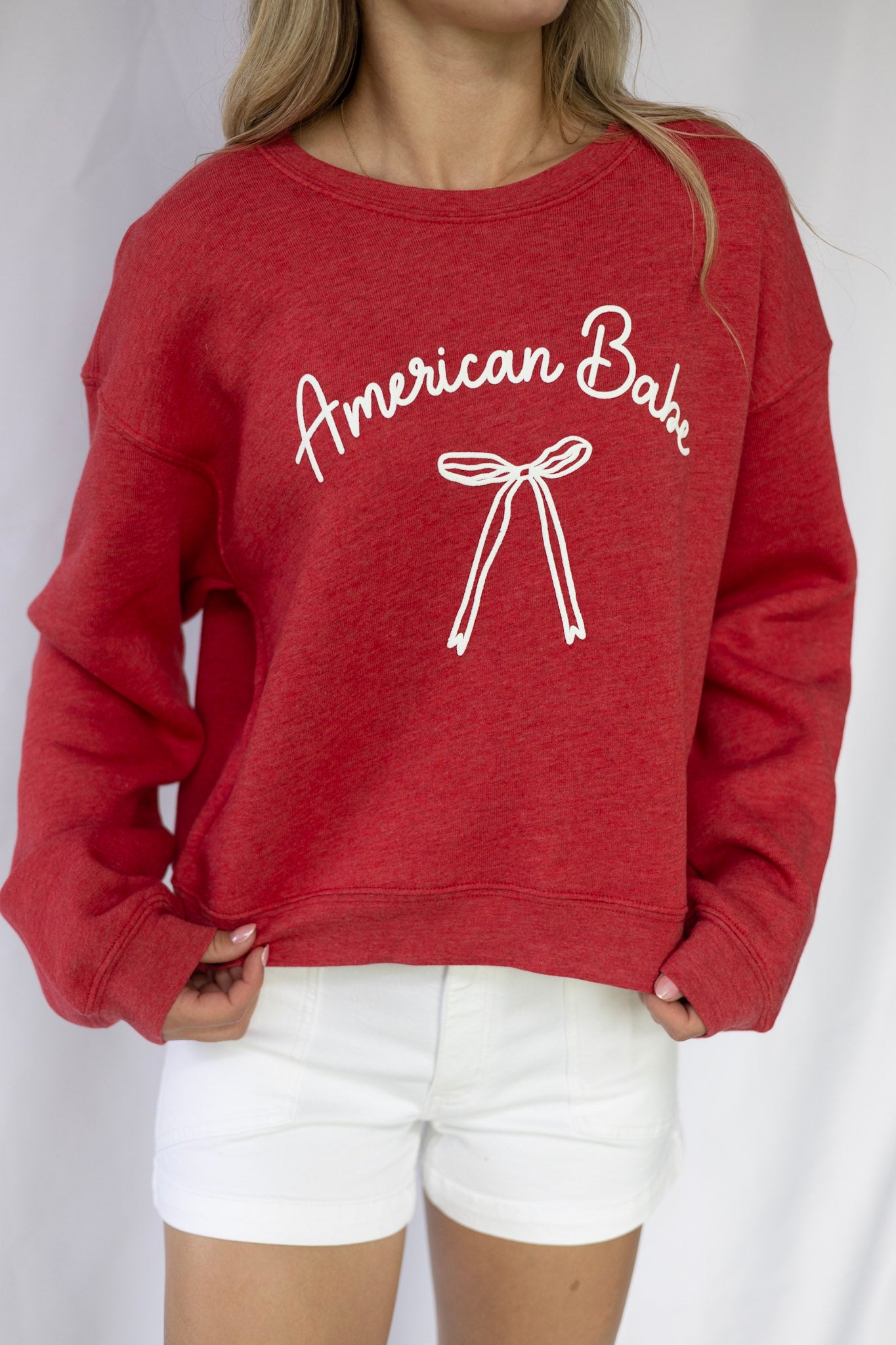 American Babe Puff Sweatshirt - Cranberry Heather
