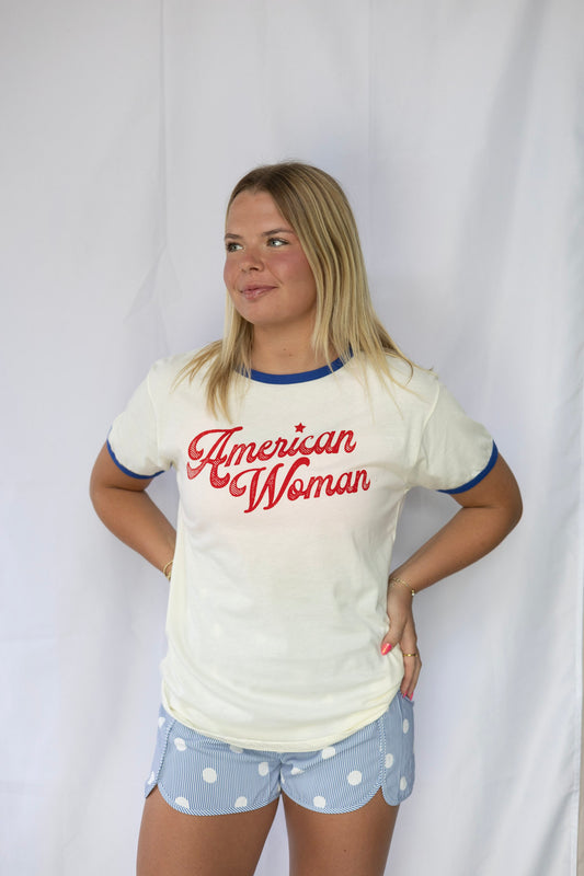 American Woman Ringer T-Shirt - Royal