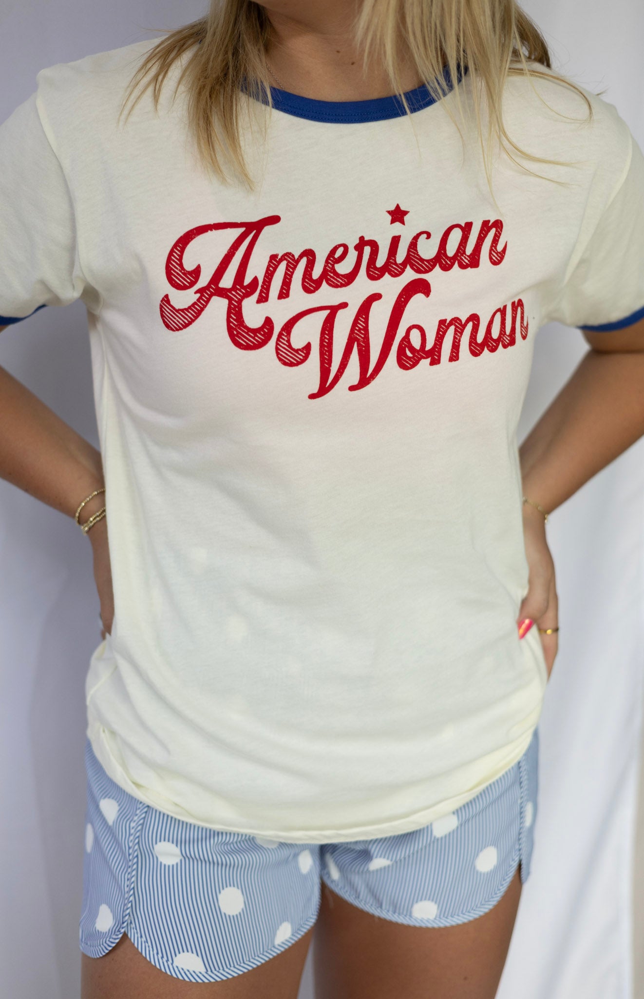 American Woman Ringer T-Shirt - Royal
