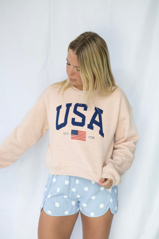 USA EST.1776 Sweatshirt - Rose