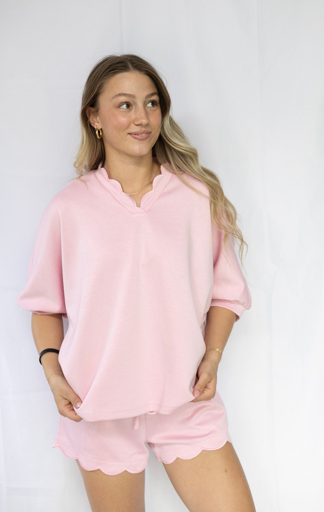 Pink Scalloped Short Set