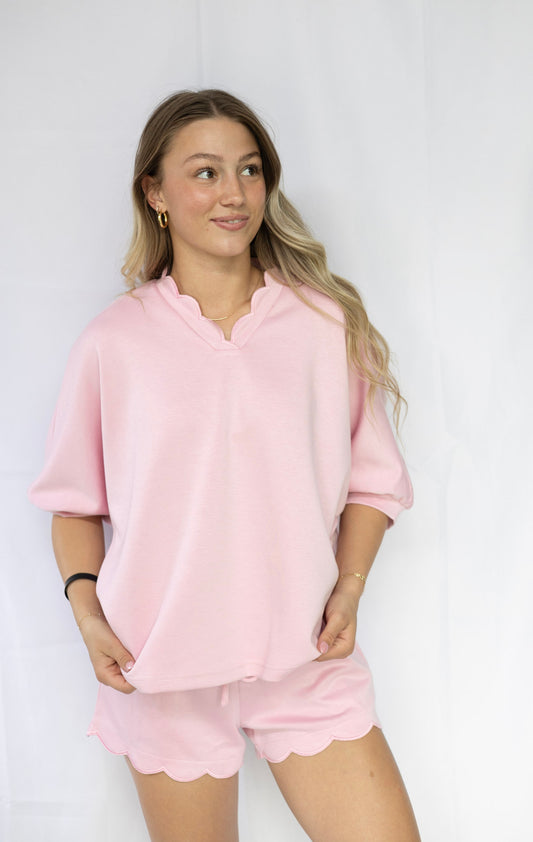 Pink Scalloped Short Set