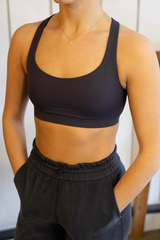 FlexyFlex Strappy Yoga Bra - Atmospheric Purple