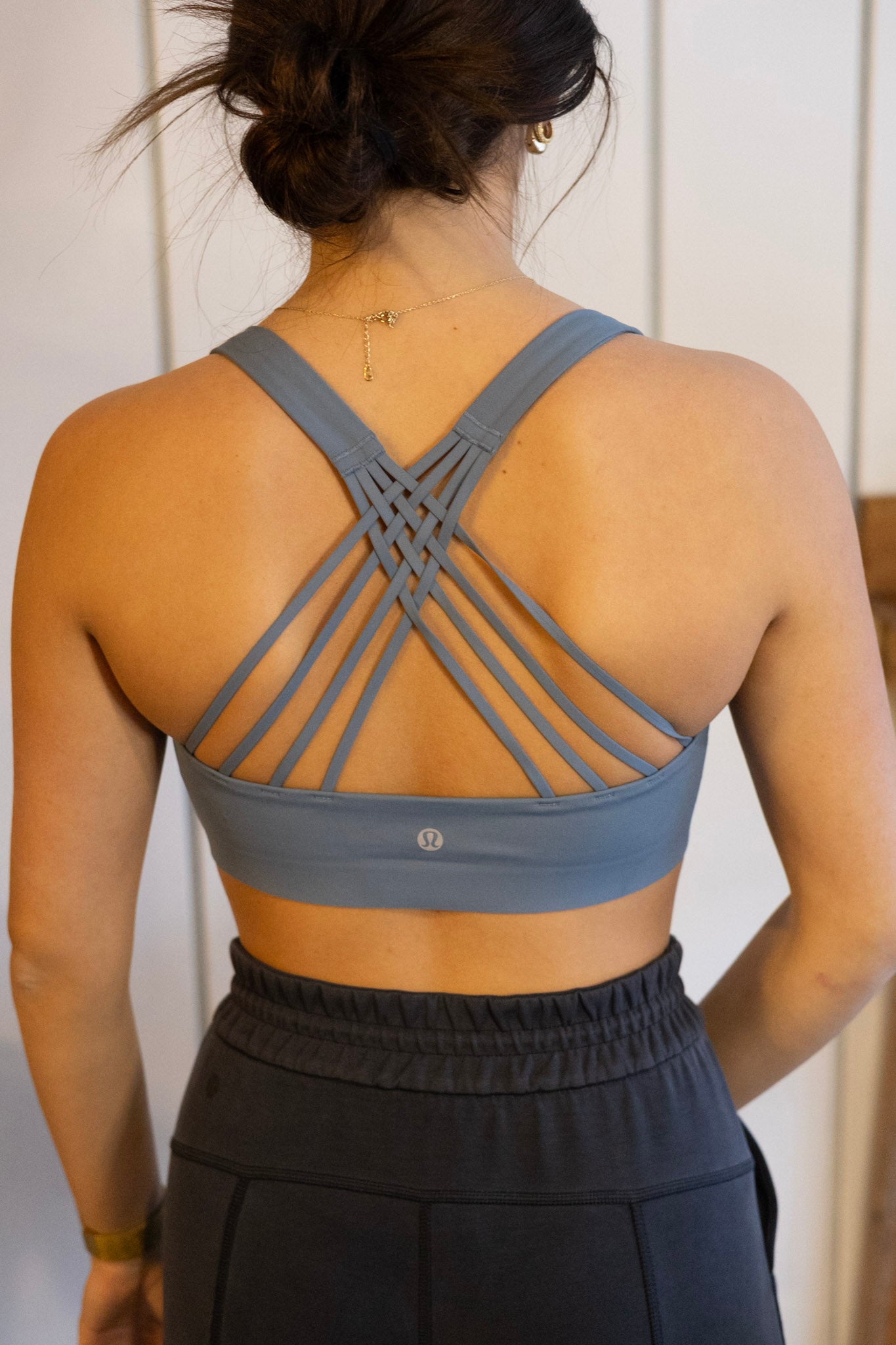 FlexyFlex Strappy Yoga Bra - Steel Blue