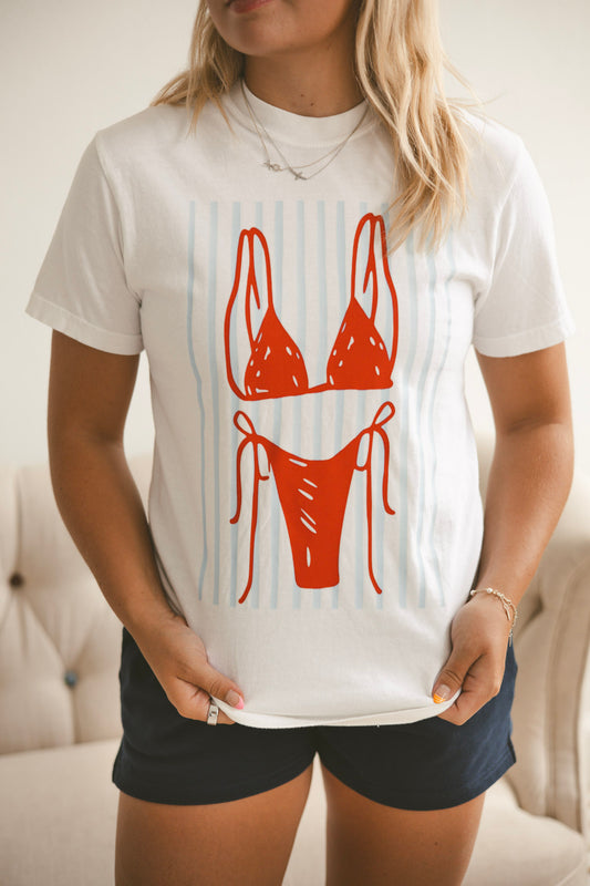Stars & Stripes Bikini Tee – White