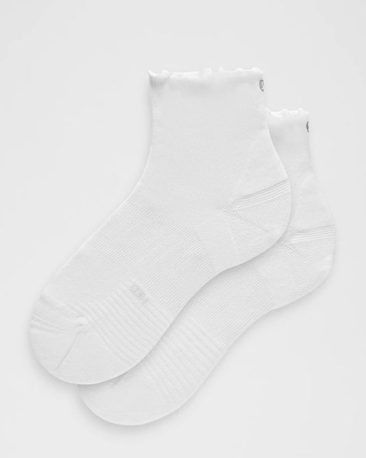 Unisex Power Stride Ankle Socks *Lettuce Edge - White