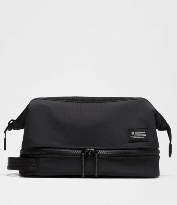 Dual-Compartment Toiletry Bag - Black