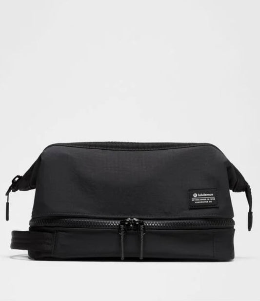 Dual-Compartment Toiletry Bag - Black