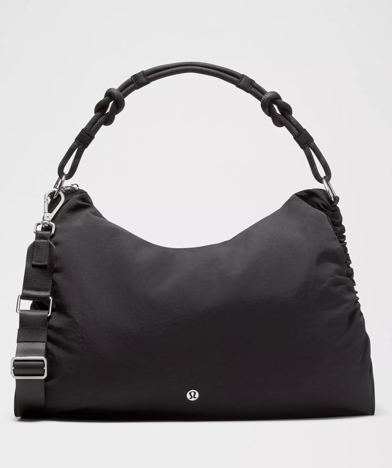Convertible Ruched Crossbody *Large - Black/Silver