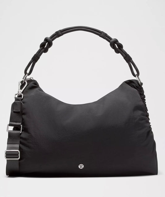 Convertible Ruched Crossbody *Large - Black/Silver