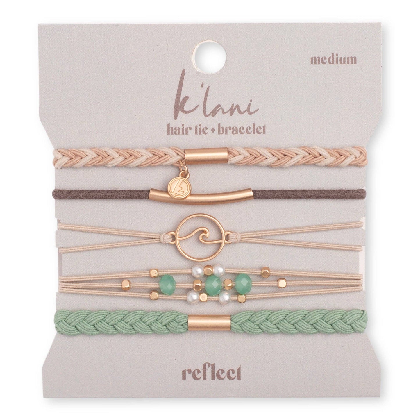 "Reflect" Gold Wave with Beachy Neutrals Hair Tie Bracelets - Medium
