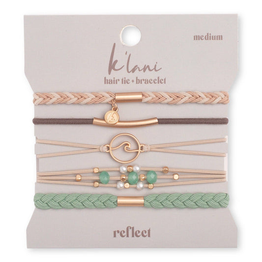 "Reflect" Gold Wave with Beachy Neutrals Hair Tie Bracelets - Medium