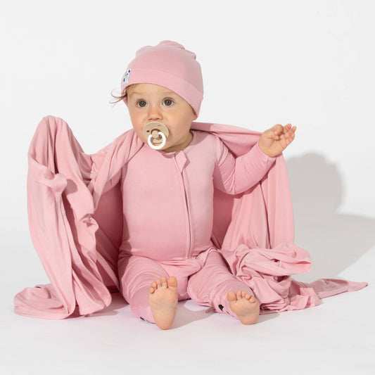 Dusty Rose Bamboo Convertible Footie - 9-12 Months