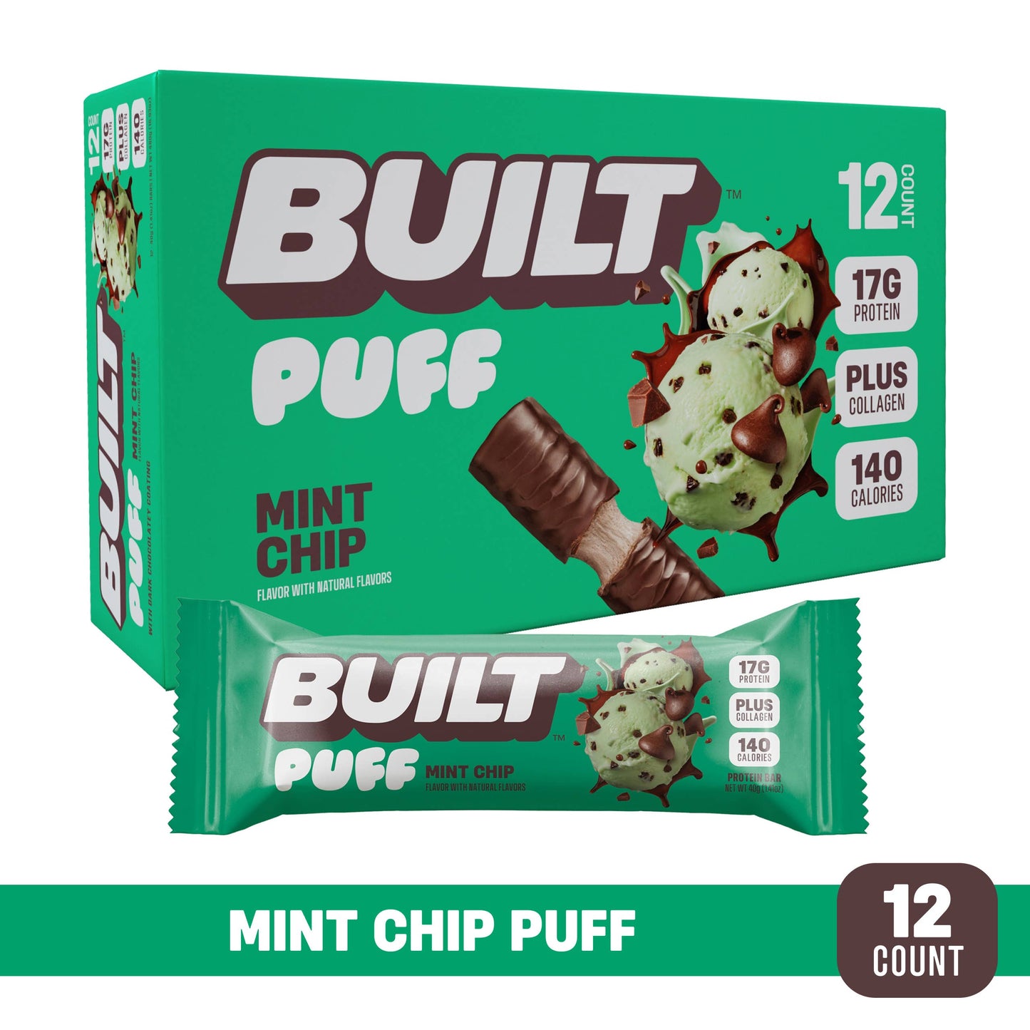 BUILT Puff Protein Bars - Mint Chip