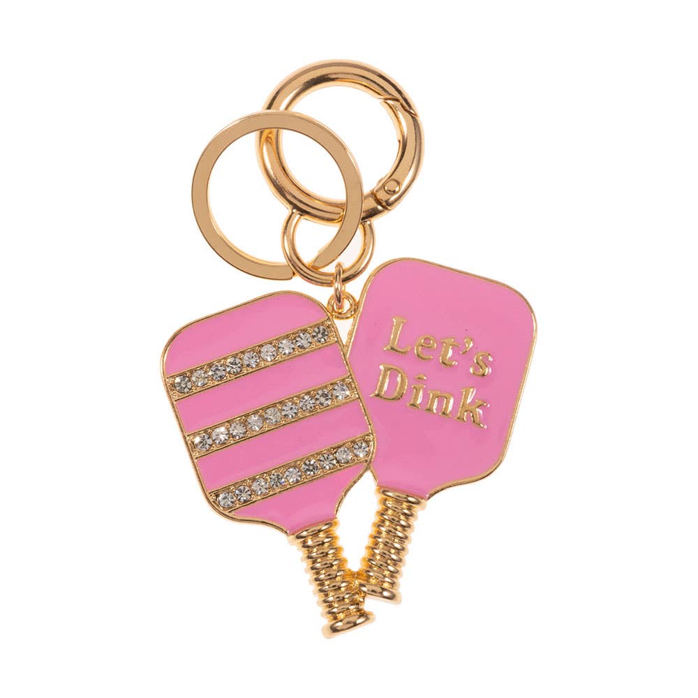 LETS DINK Pickleball Keychain Bag Charm - White