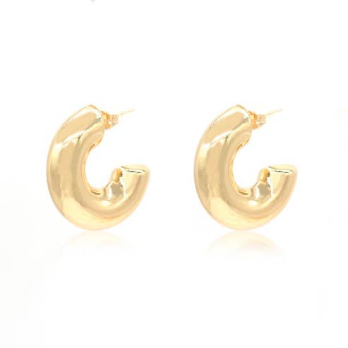 Large Thick Smooth Hoop Earrings