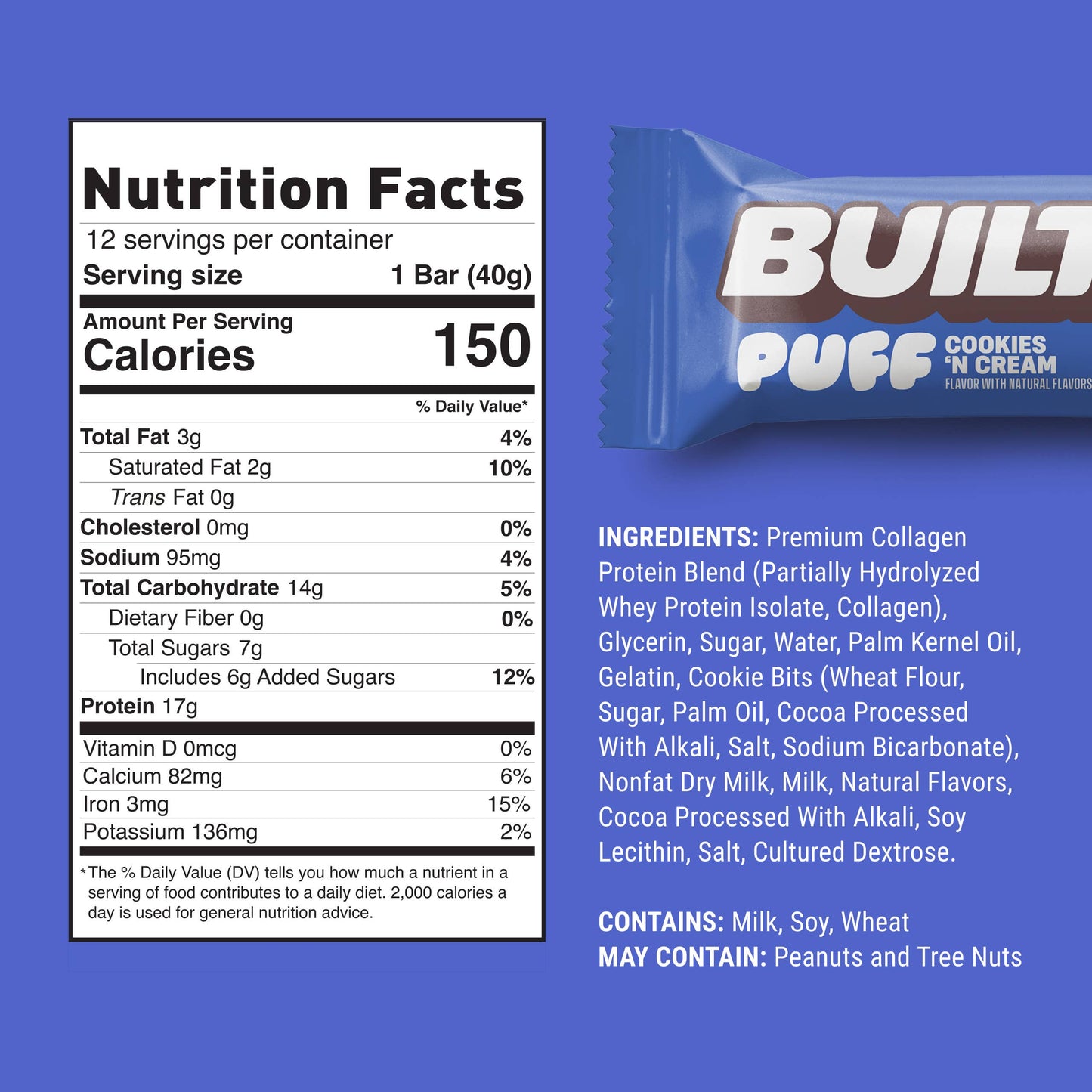 BUILT Puff Protein Bars - Cookies 'N Cream