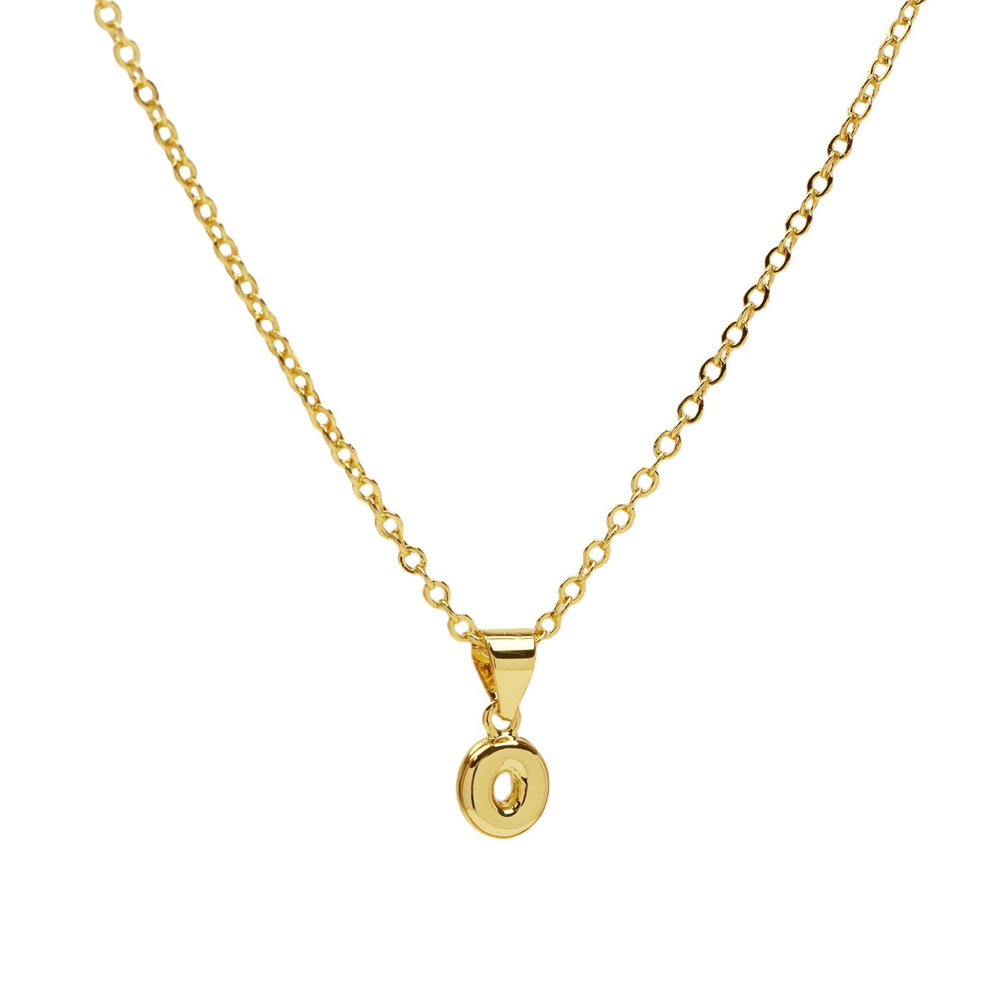 Initial Mini Balloon Bubble 18K Gold Necklace: N