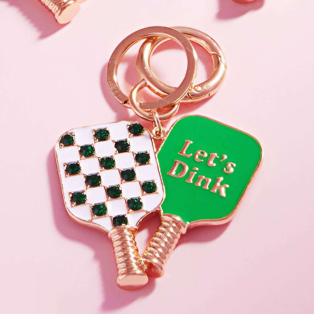 LETS DINK Pickleball Keychain Bag Charm - White