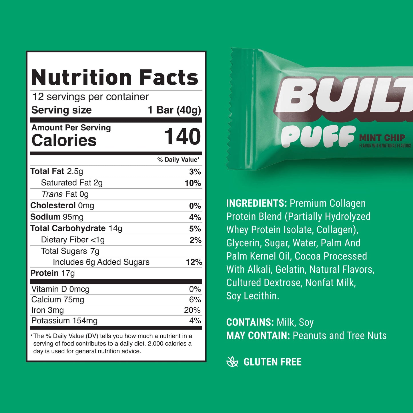 Built Single Puff Protein Bar - Mint Chip