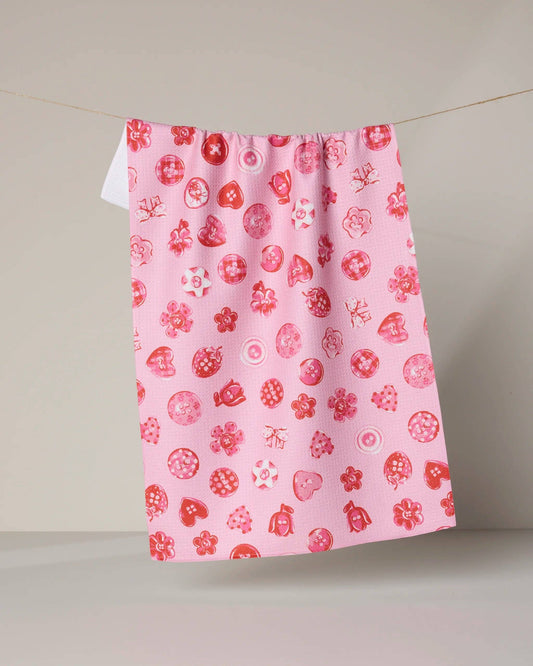 Collecting Buttons Tea Towel