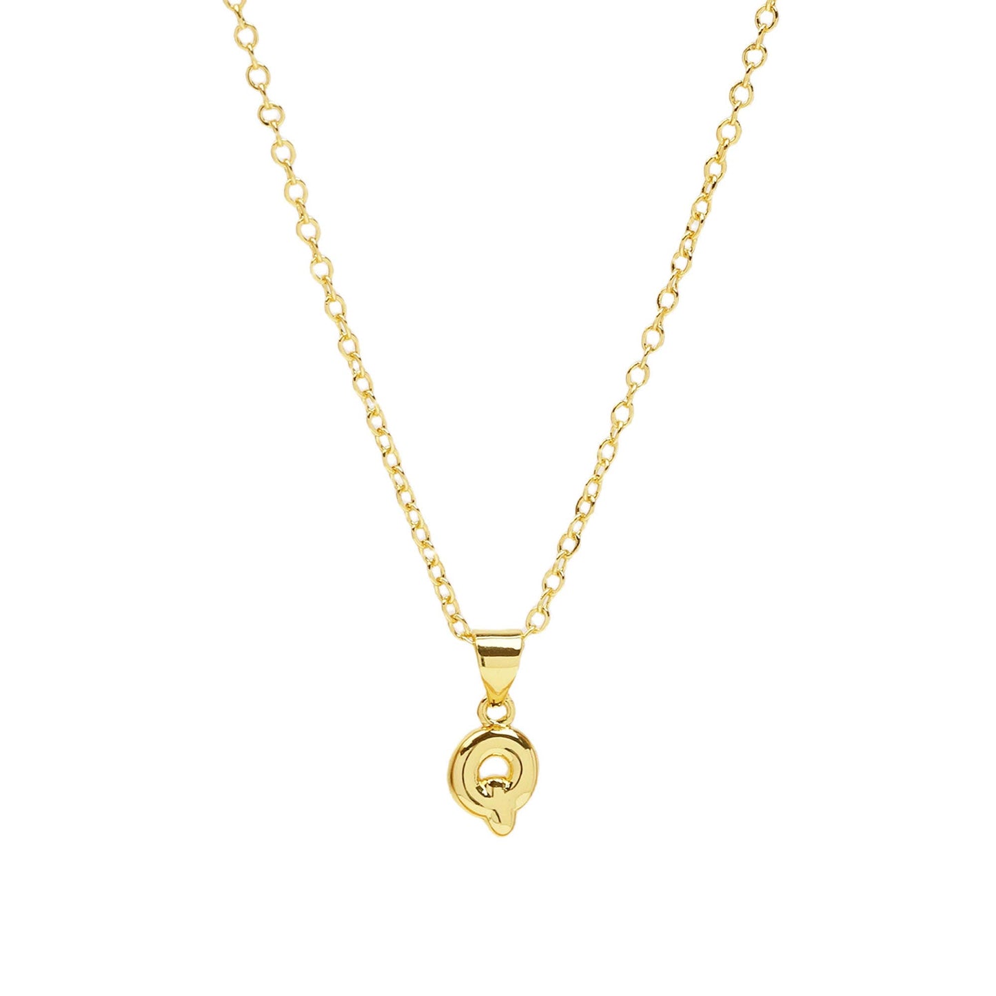 Initial Mini Balloon Bubble 18K Gold Necklace: S