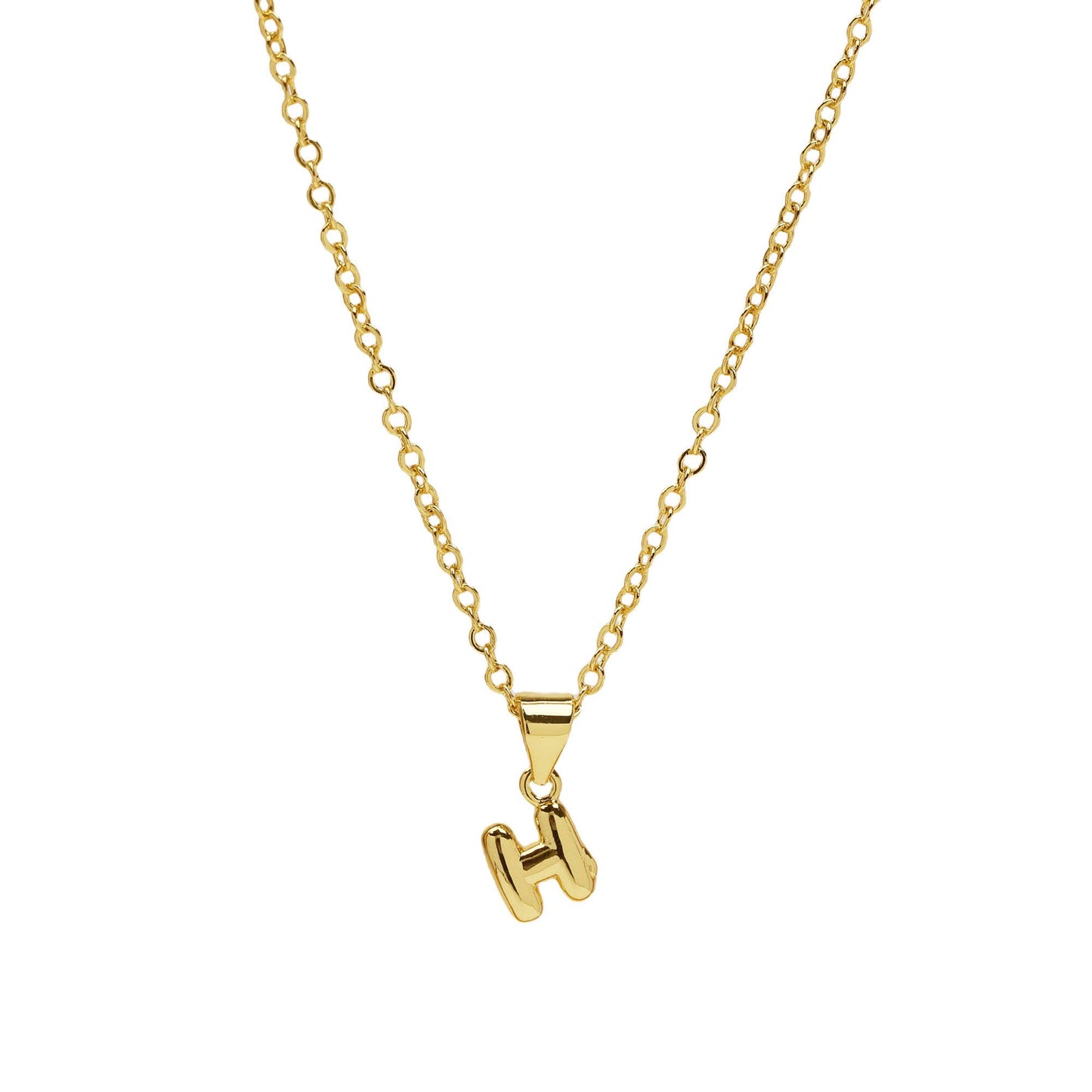 Initial Mini Balloon Bubble 18K Gold Necklace: A