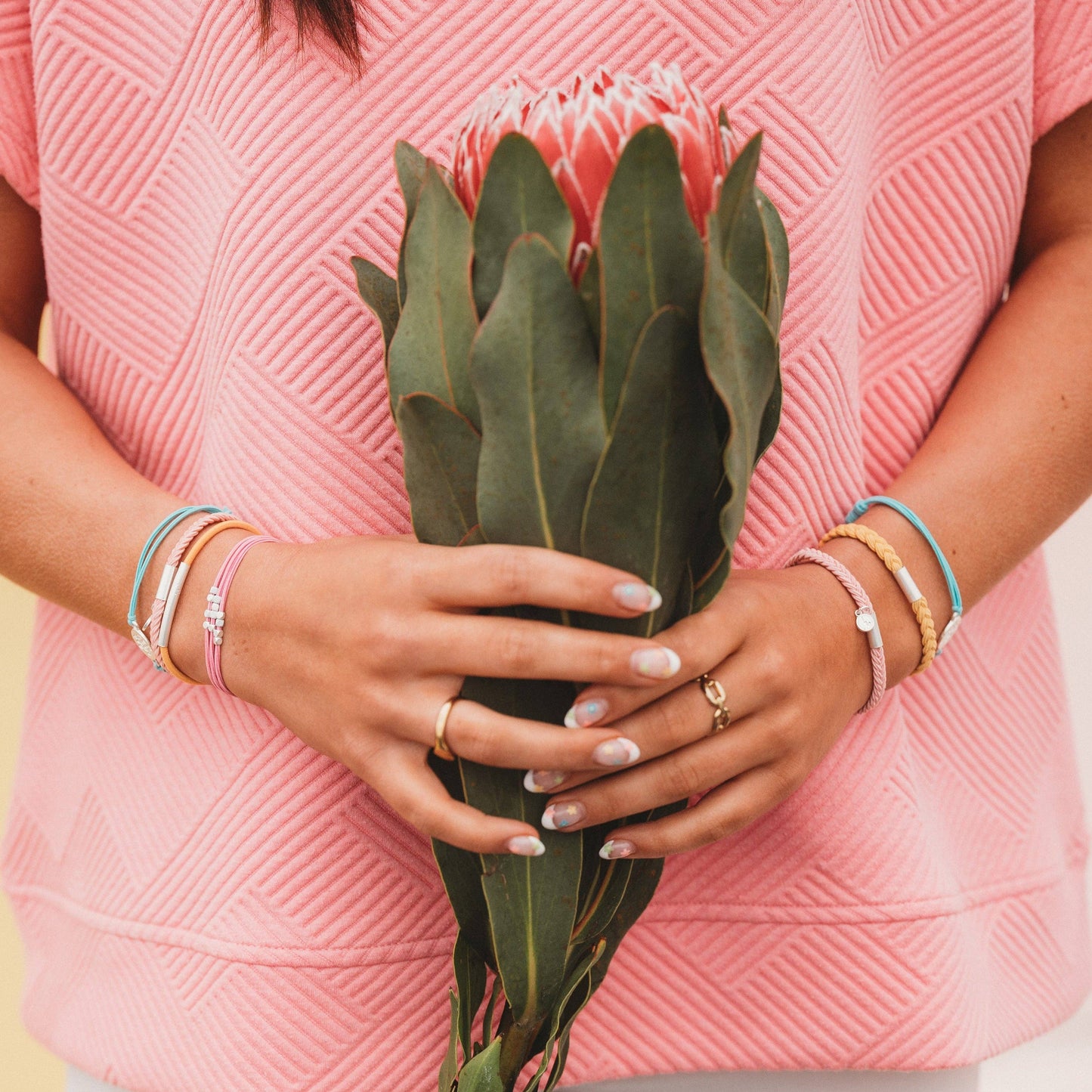 "Embrace" Bright Pastels with Silver Sea Turtle Charm Hair Tie Bracelets - Medium