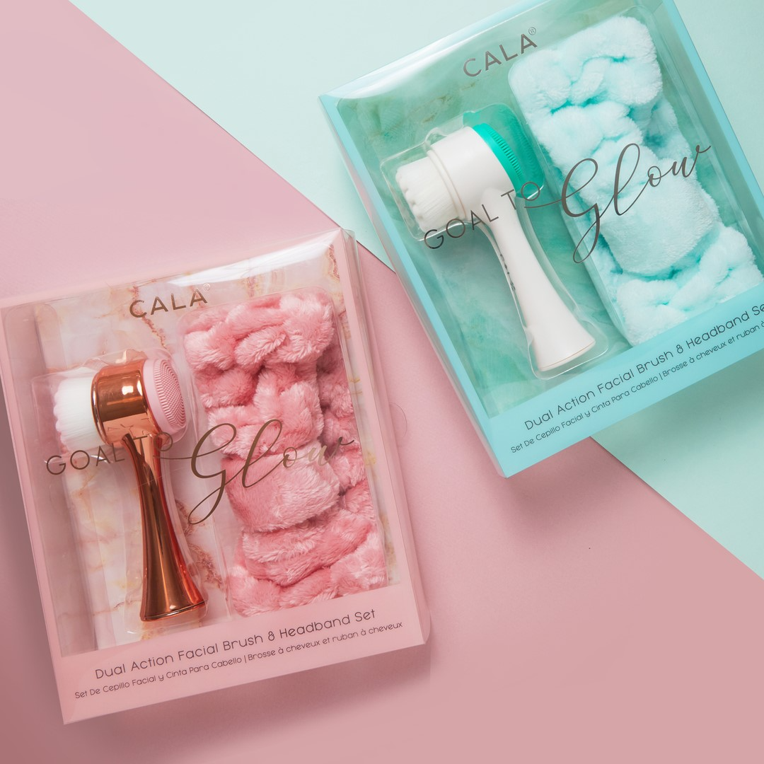 Goal to Glow Dual Action Facial Brush & Headband Set: Rose Gold