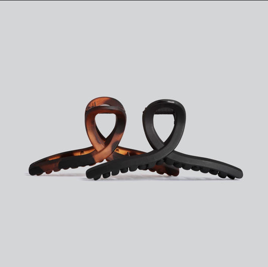 Recycled Plastic Large Loop Claw Clips - Black & Tort