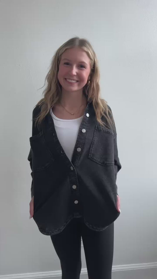 All Day Knit Denim Jacket - Vintage Smoke