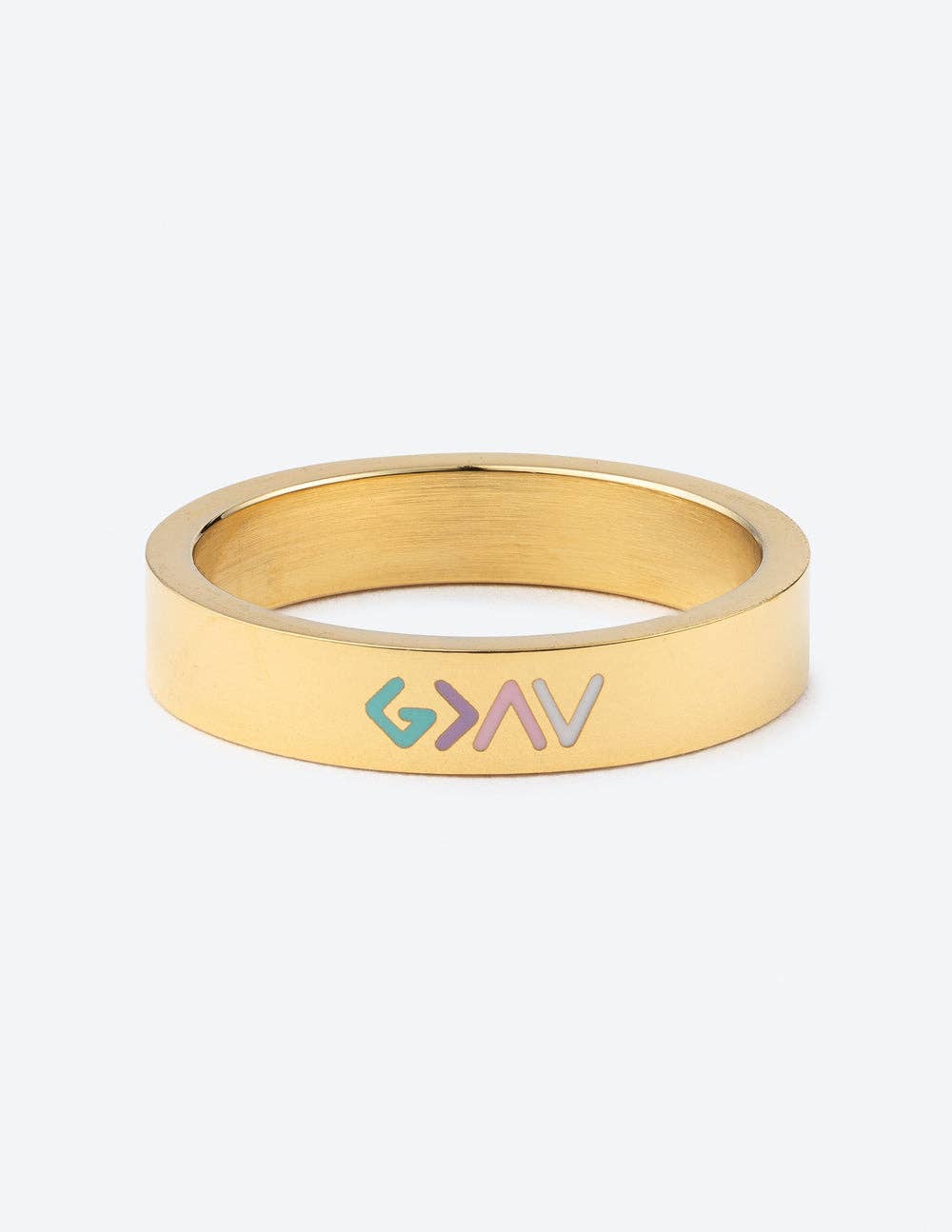 Gold Enamel Highs and Lows Ring 8